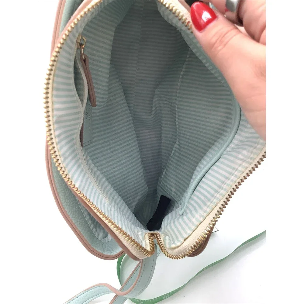 Nanette Lepore Ayanna Crossbody Ice Blue Purse Bag Zip Top Pocketbook Colorblock